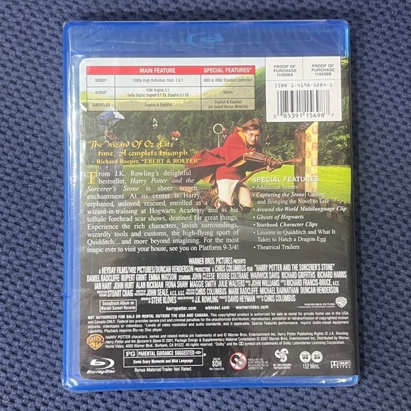 NWT Harry Potter And The Sorcerer’s Stone Factory Sealed Blu-Ray Disc - Picture 2 of 2